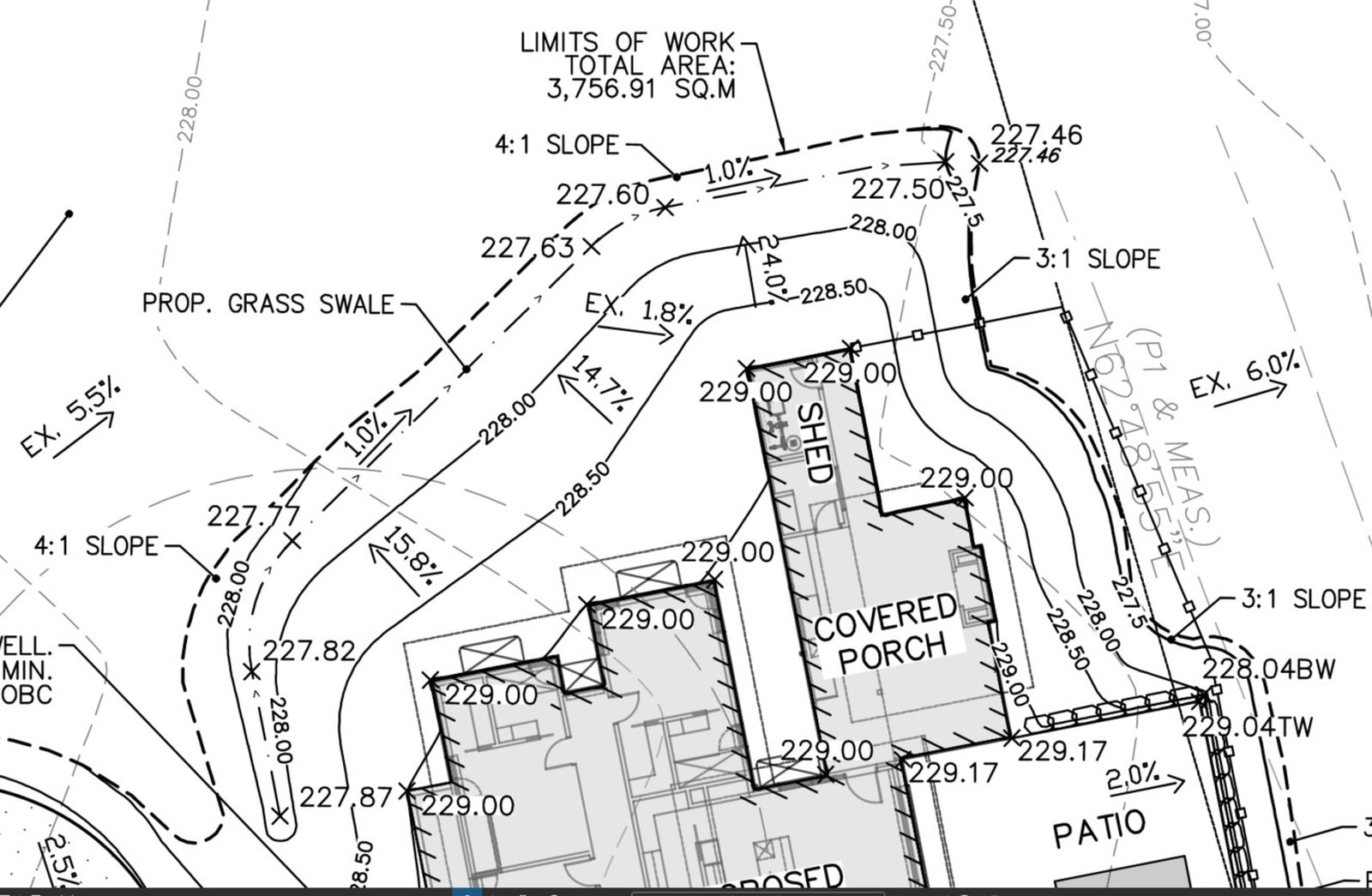 Grading plan for a lakefront residence with pool and pickleball court, Lake Simcoe, Ontario
